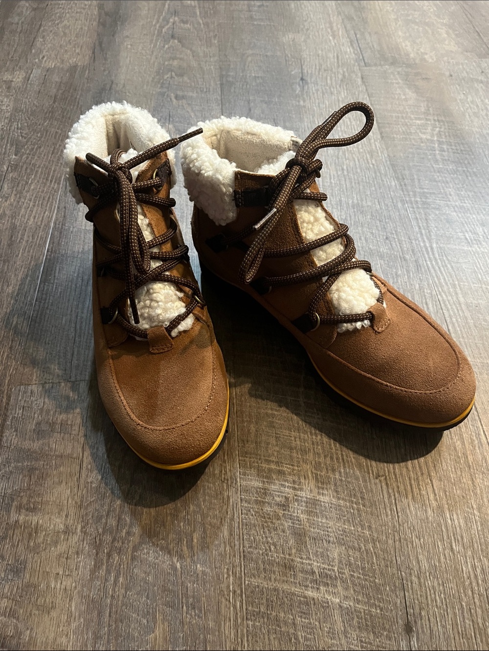 Sorel Brown Lace-Up Sherpa Ankle Boots